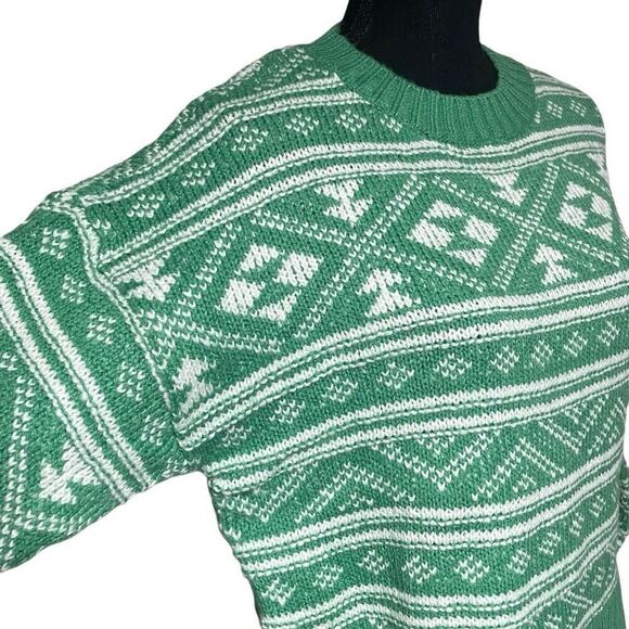 American Eagle Kelly Green Fair Isle Oversized Sweater N0402 - Picture 3 of 8